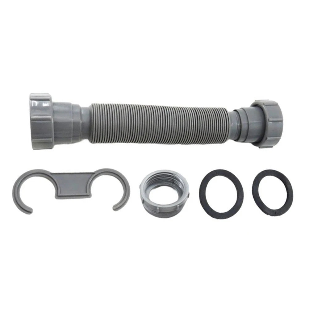 Flexible Adjustable Sink Drain Pipe Hose with Double Ended Tube Brackets