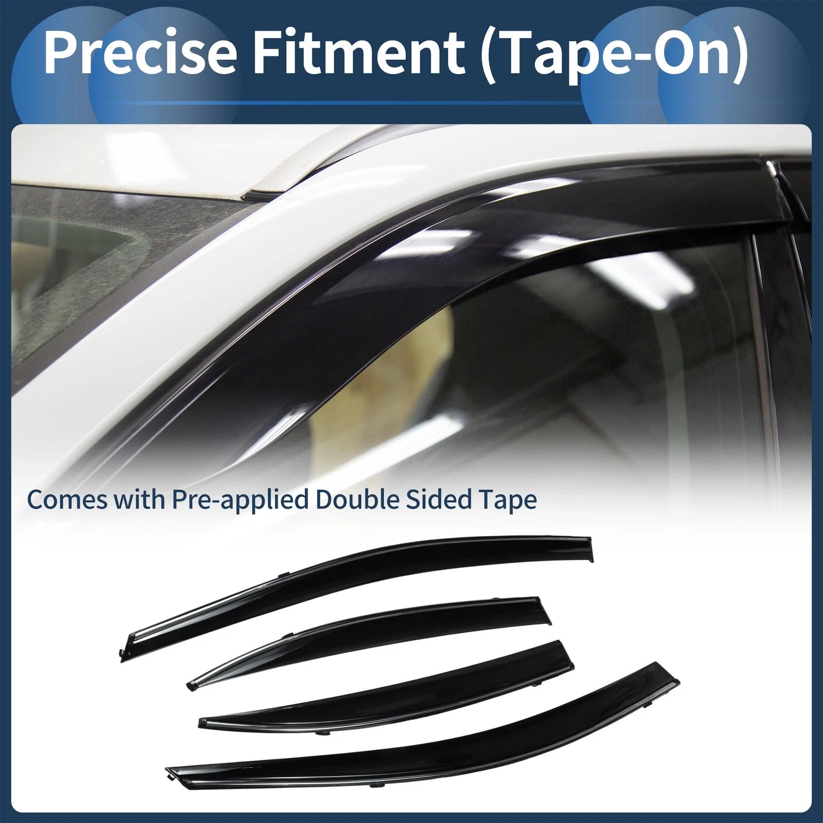 Window Deflectors Side Window Vent Visors Black 1 Set for Honda Civic (2012–2015)