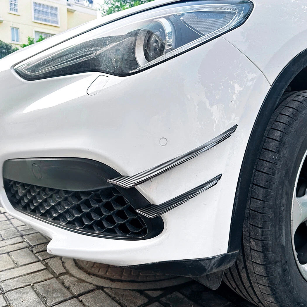 ABS Carbon Look Front Bumper Side Air Vent Fin Trim for Alfa Romeo Stelvio (2017–2025)