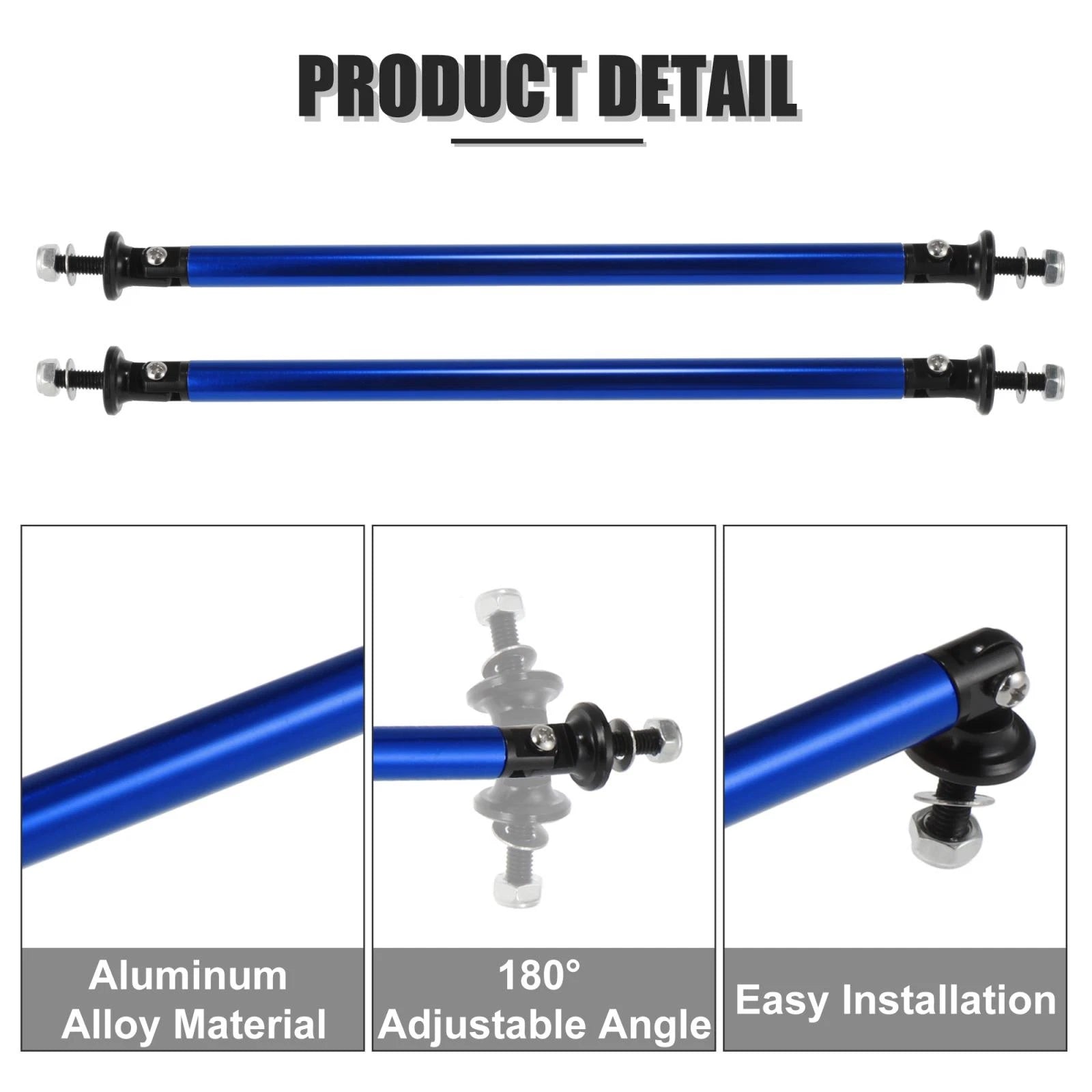 2X 200mm Adjustable Front Bumper Lip Splitter Strut Rods for Universal Fit