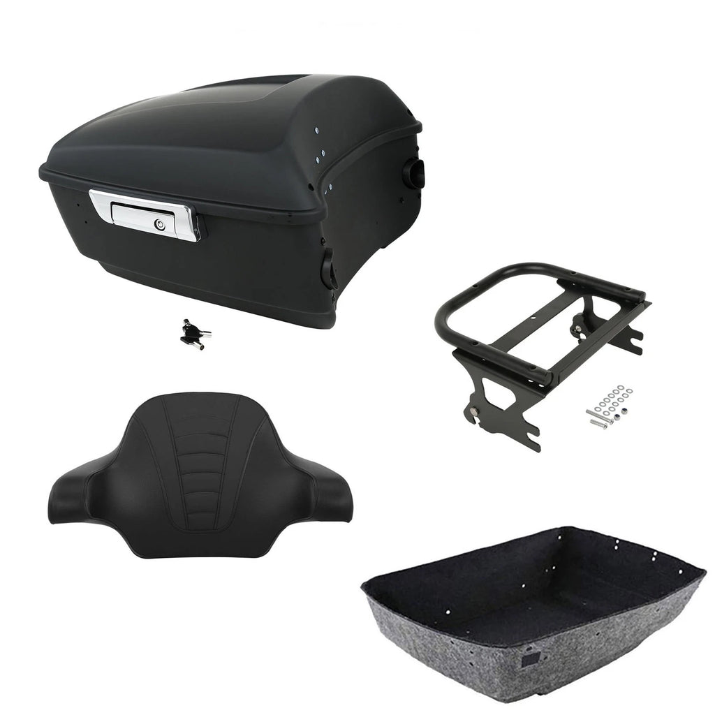 Matte Black Trunk Backrest Pad Mount Rack for Harley Road Glide (1997–2008)
