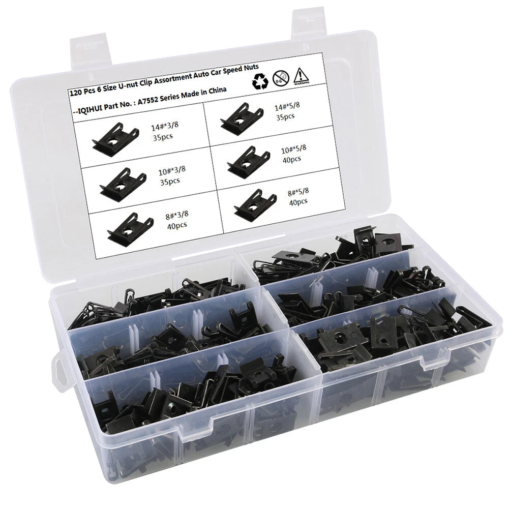 225PCS U-type Clip Nut Fastener for Car Bumper Fender Trim Panel