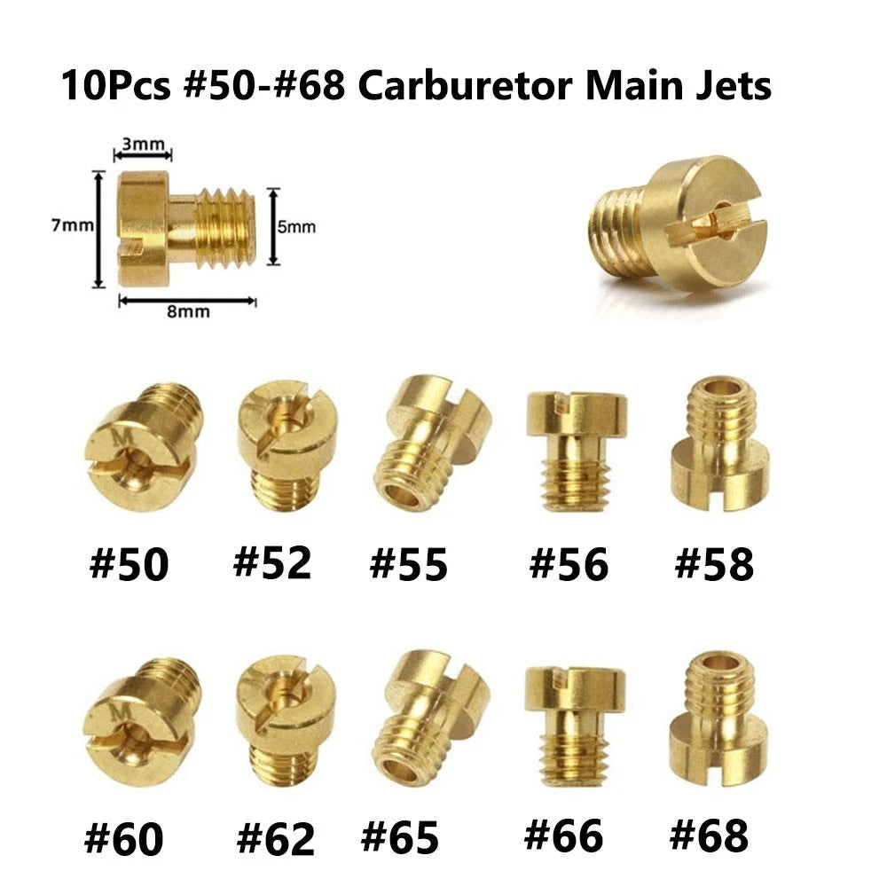 10Pcs #50 - #68 M5 Carburetor Main jet For Dellorto SHA SHB PHBG VHB-CS Carb jet
