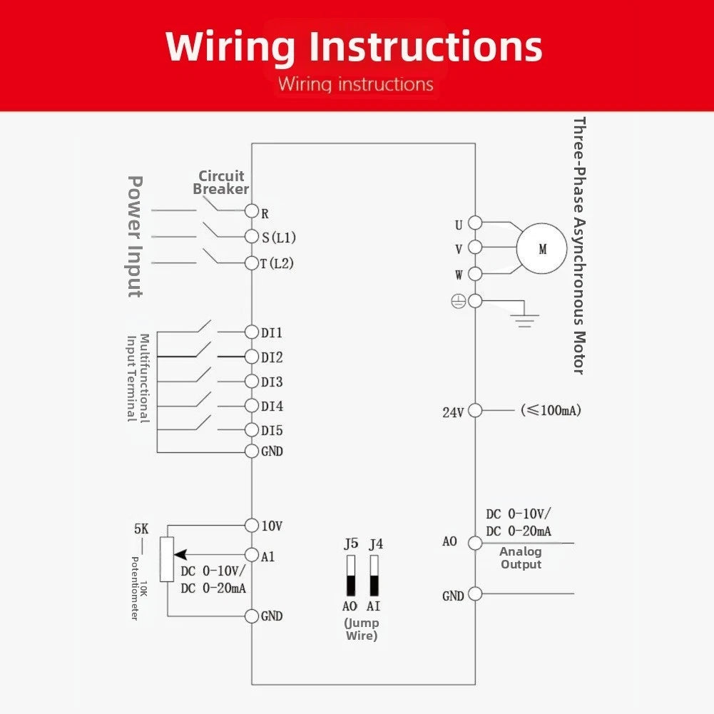 MS350 VFD Motor Speed Regulator for 220V 1-Phase Input (3-Phase Output)