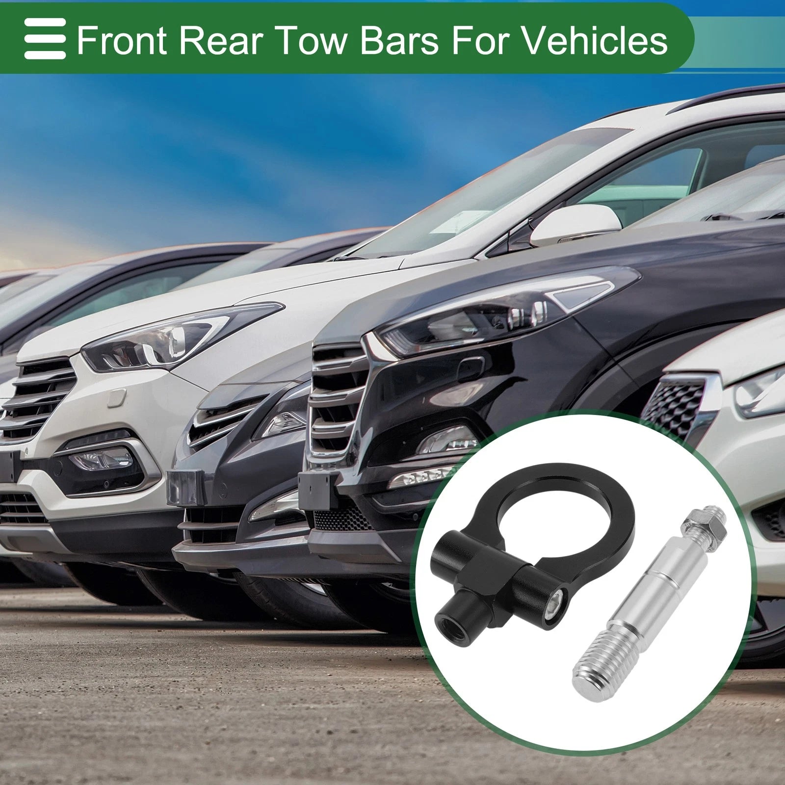 Front Rear Tow Hook for Mazda RX-8 2003-2008 11mm Aluminum Alloy Black