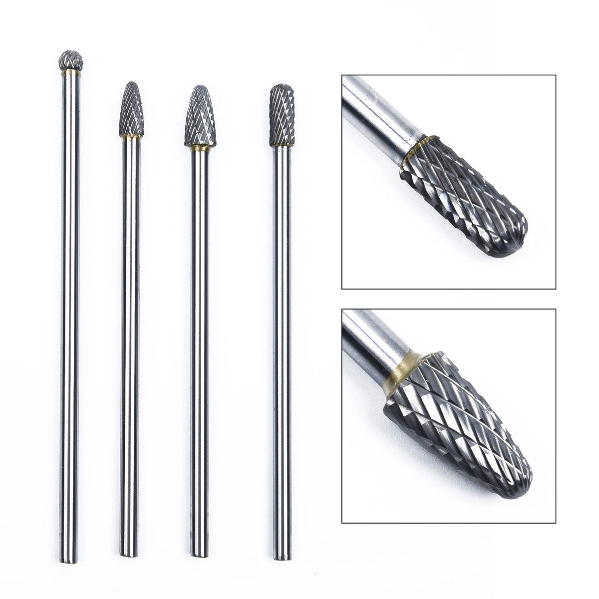 4Pcs Carbide Burrs for Long Reach Rotary Cutter Tool (Safe)
