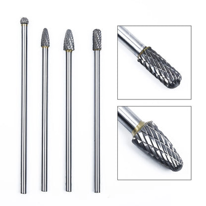 4Pcs Carbide Burrs for Long Reach Rotary Cutter Tool (Safe)
