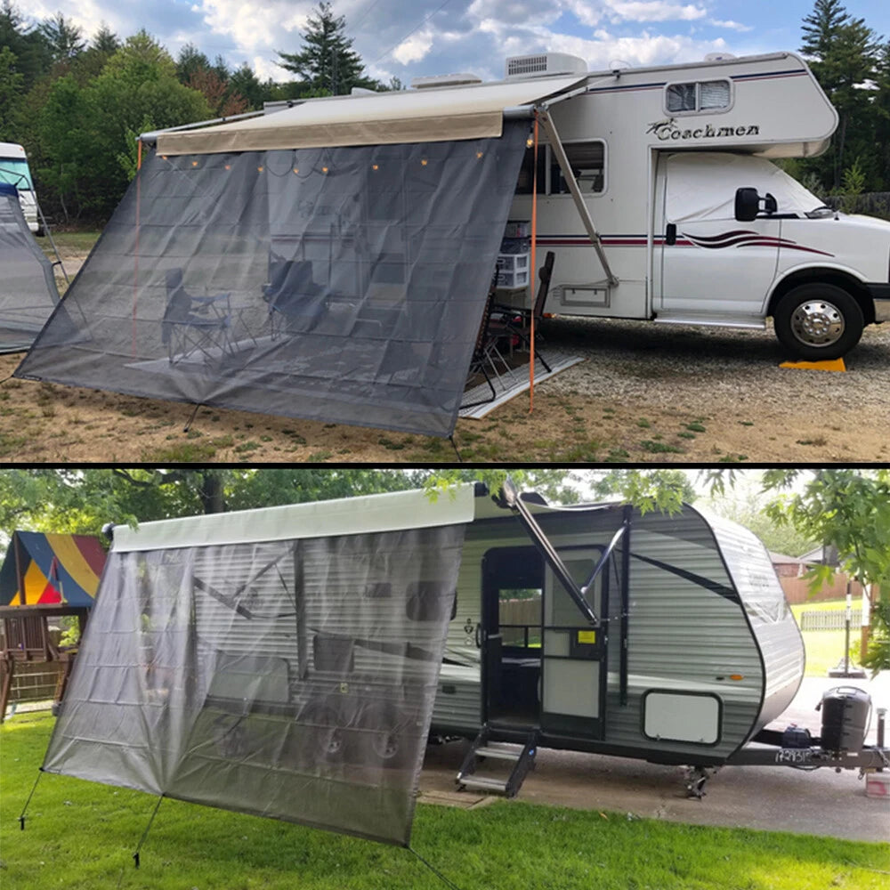 RV Awning Sun Shade Screen for RVs (11''-20'') Black Mesh