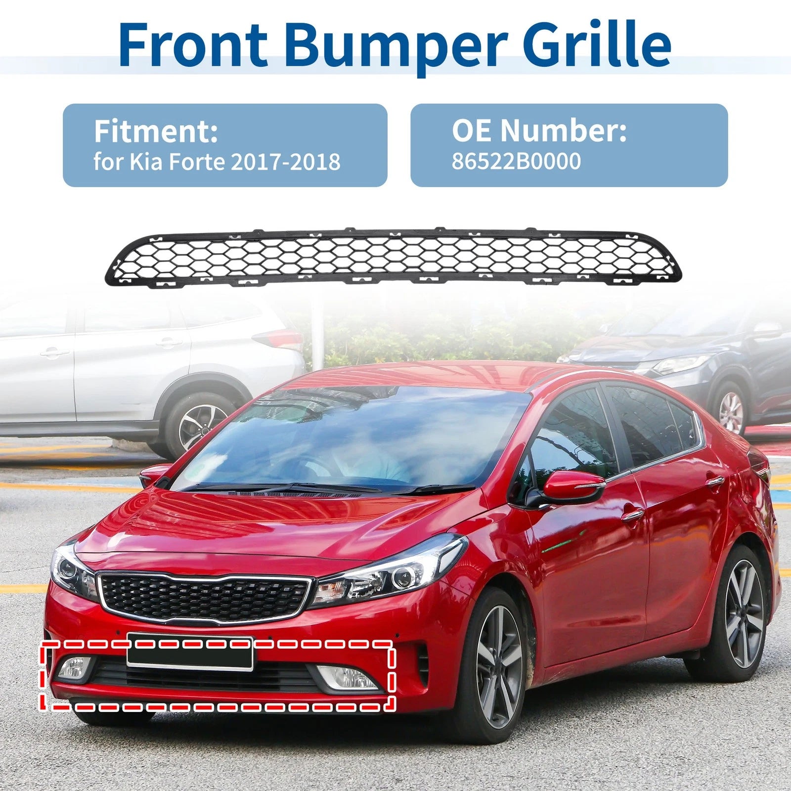 Lower Grille Front Bumper Grille for Kia Forte (2017–2018) 1Pc