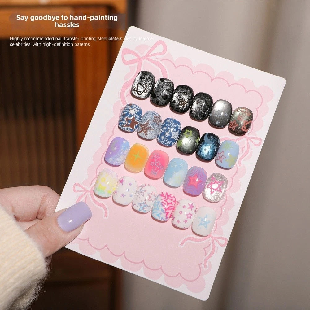 Stainless Steel Nail Art Stamping Plate with Star Moon Patterns (14.5x9.5cm)