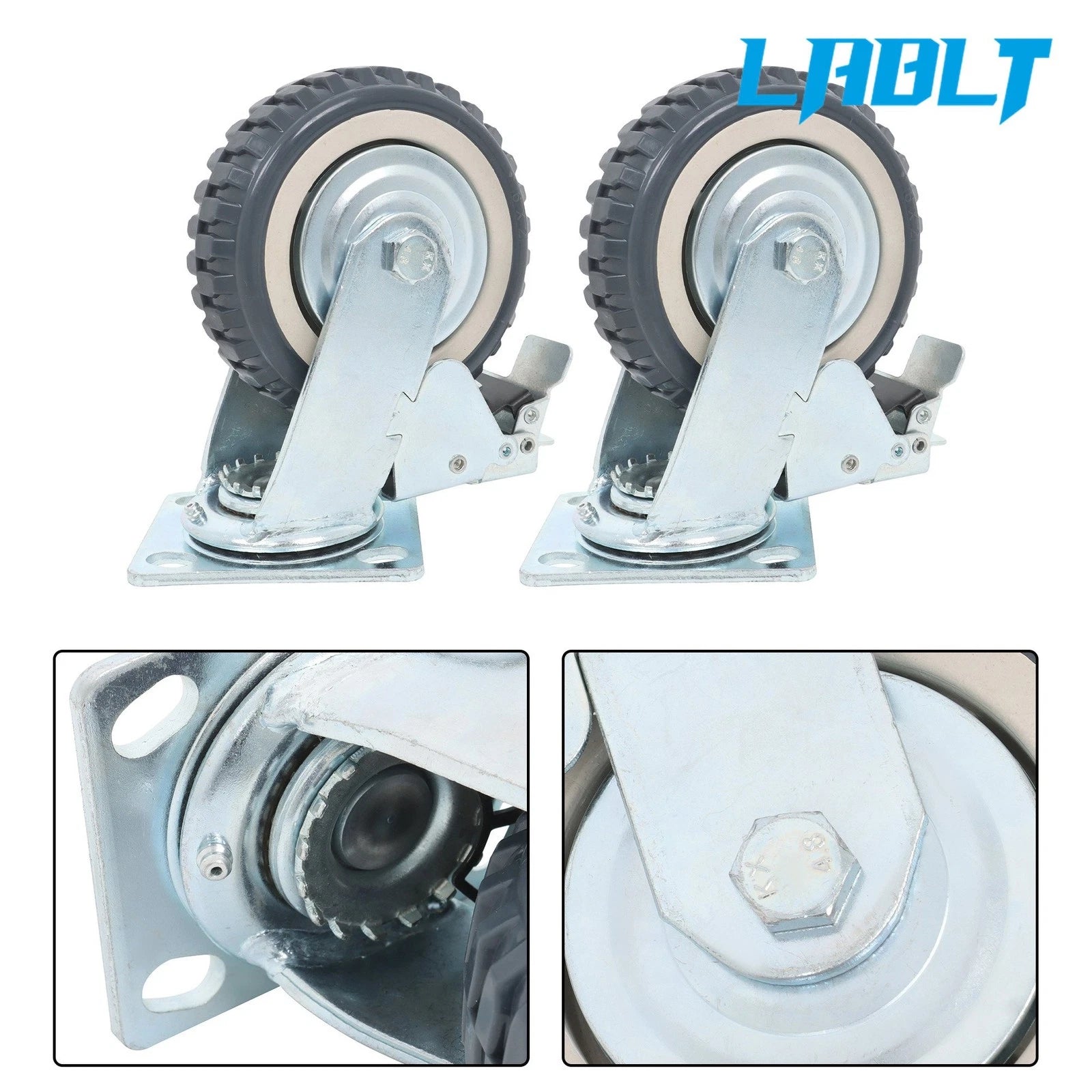 4X 6" PU Casters for Various Applications (Includes 2 Straight & 2 Swivel)