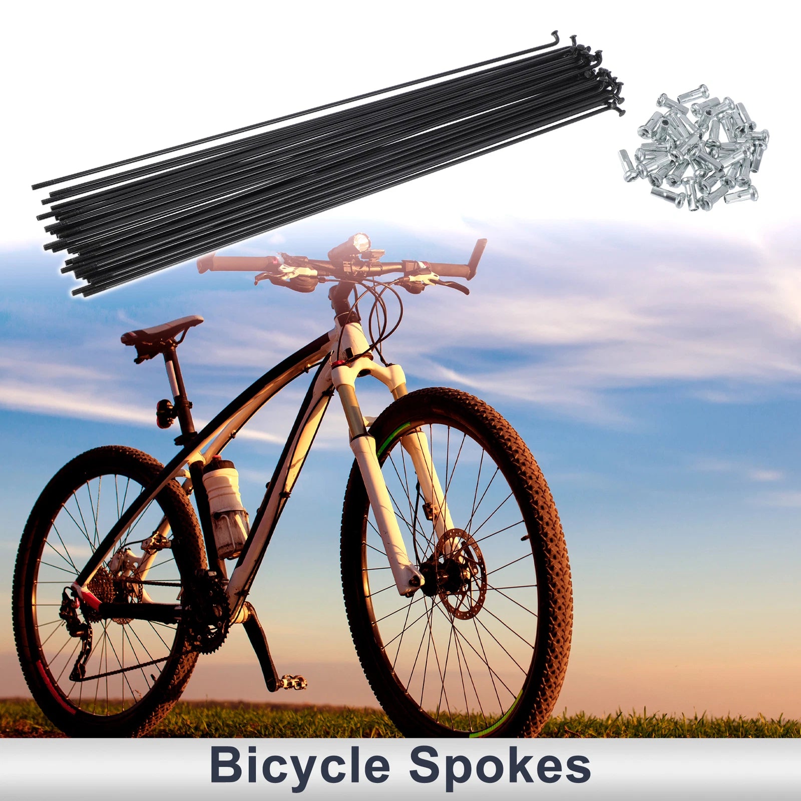 Bicycle Spokes Nipple Set 13G 45 Steel Black 275mm Universal (Universal)