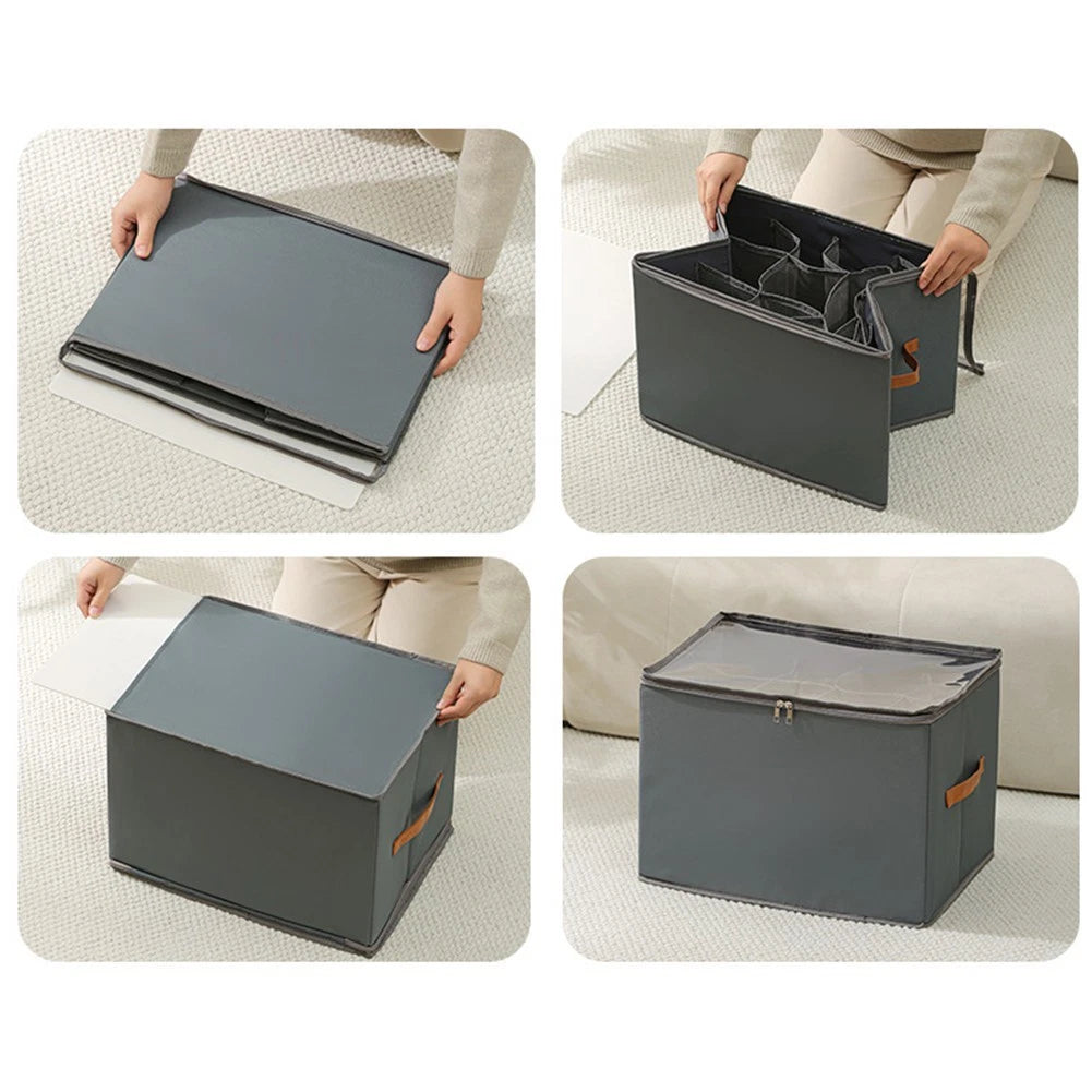 Adjustable Dividers Fabric Shoe Storage Box for