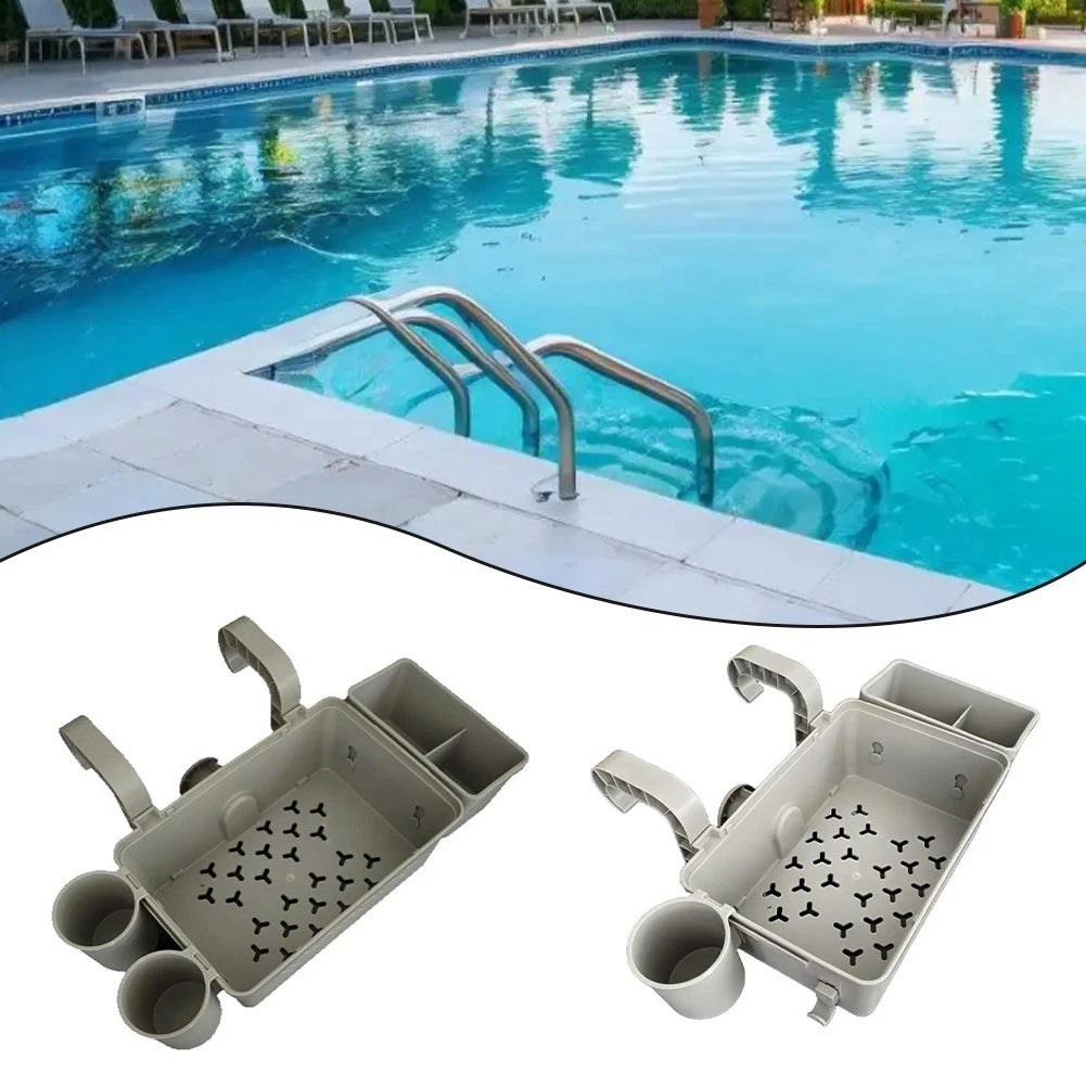 Pool Storage Basket with Cup Holder for Easy Access