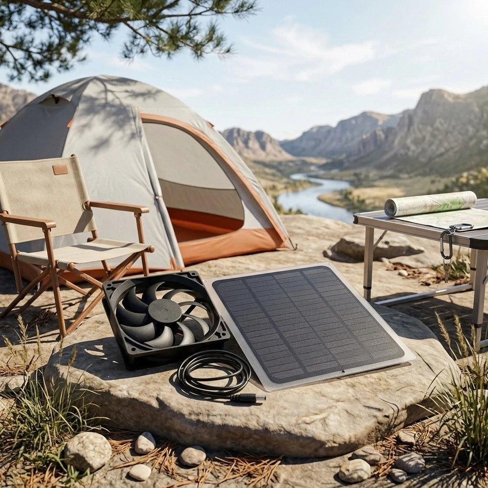 20W Solar Panel Kit for Outdoor Tent Ventilation Setup
