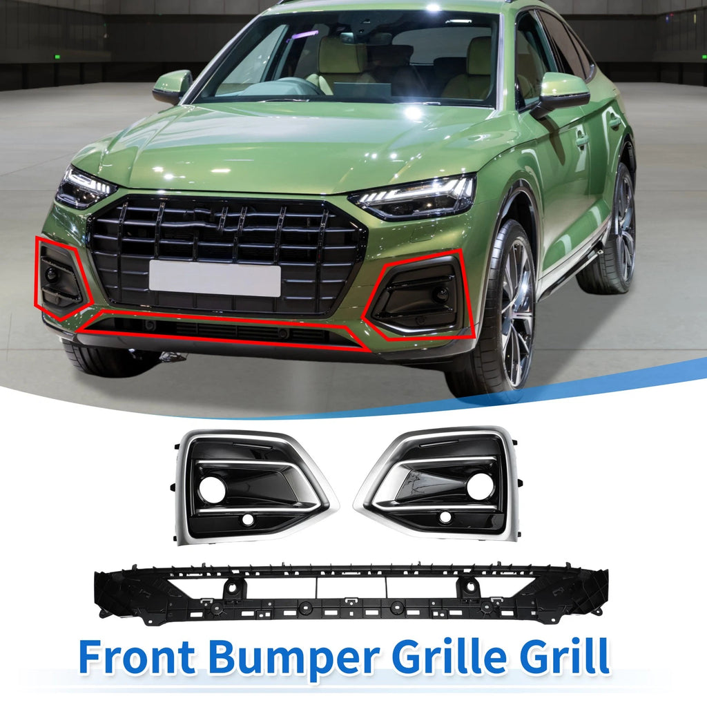 Front Lower Hood Bumper Grille Set for Audi Q5L (2021–2024) Black ABS