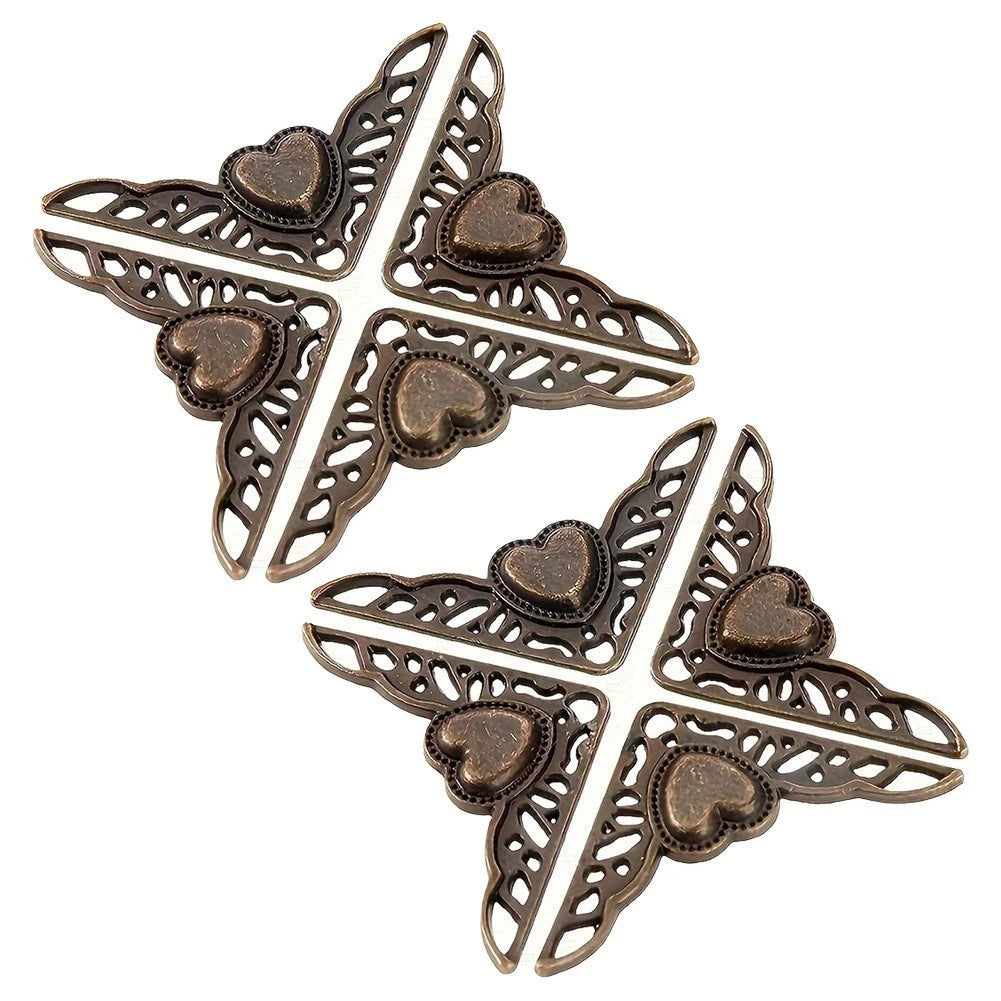 8PCS Antique Copper Corner Brackets for Furniture Protection