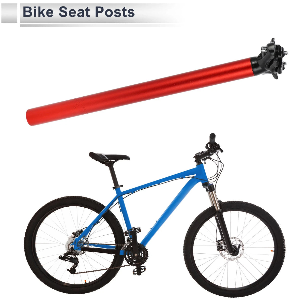 Bike Seat Post 31.6x450mm Adjustable with Fixing Clip for Red Aluminum Alloy