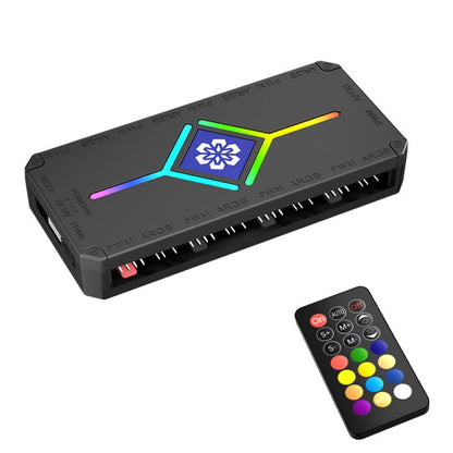 ARGB PWM Fan Controller Hub for Computer PC (9 Ports, Remote Control)