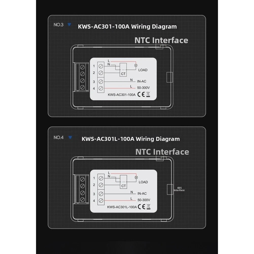 Din Mount Voltmeter 50-300V 100A Current Monitor with Frequency Display