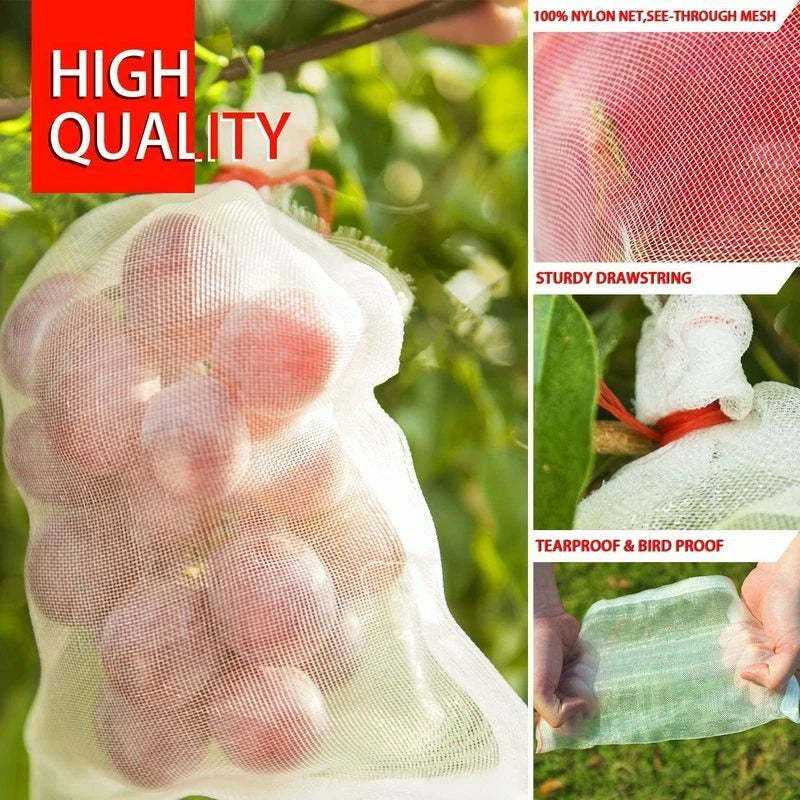 Set of 50 Fruit Net Bags for Garden Vegetable Protection