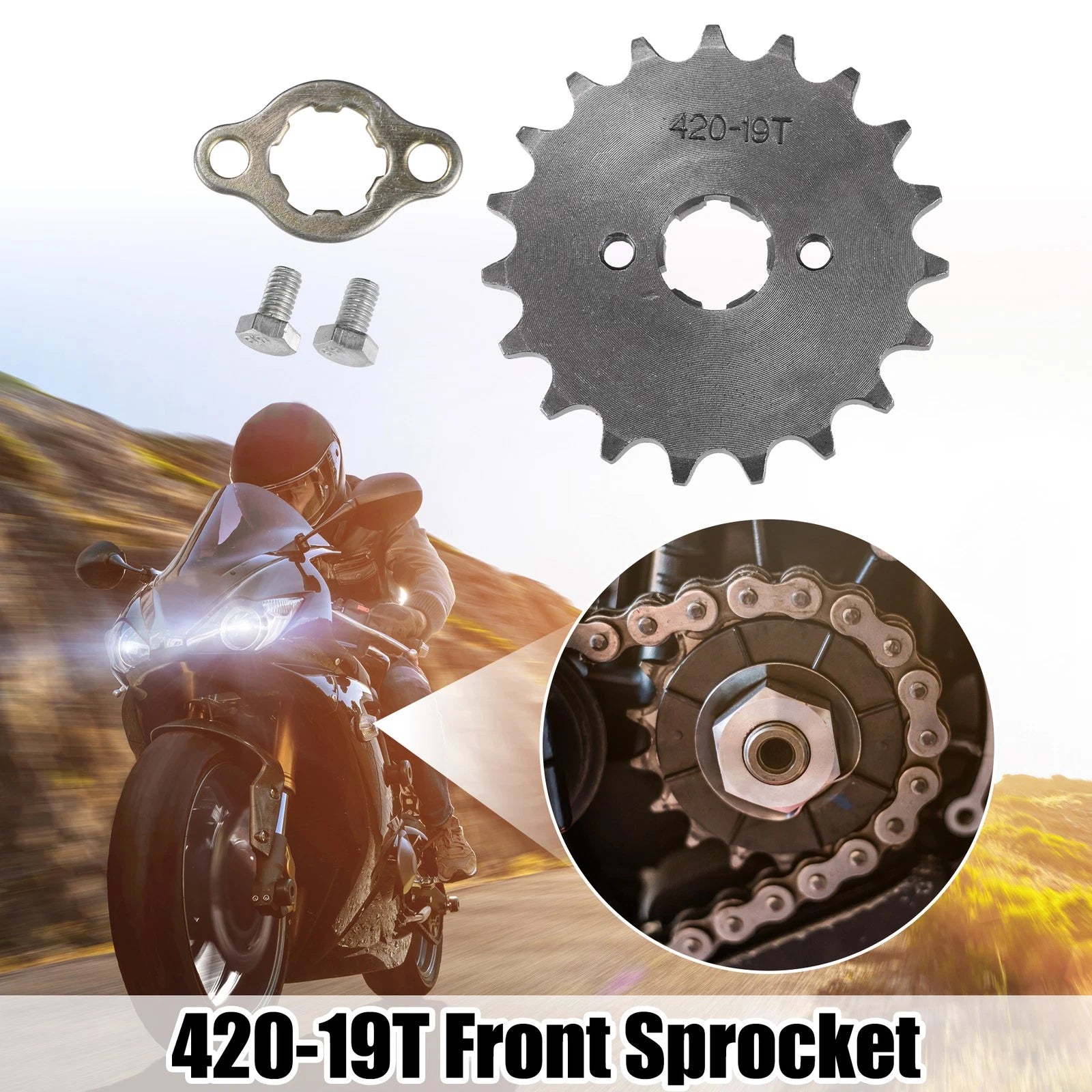 Front Engine Sprocket 20mm 19T Replacement Set for 420 19T Mini Bike (—)