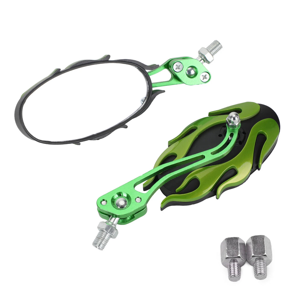 Universal Motorcycle Rearview Mirrors 8mm 10mm Green T9