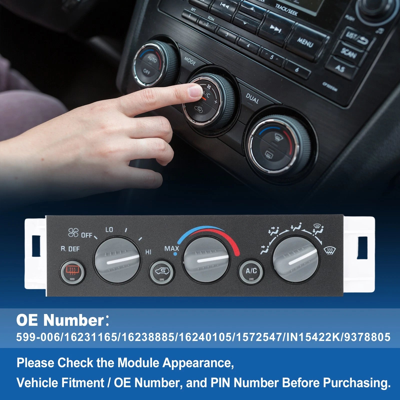 A/C Heater Climate Control Module Replacement for Chevy GMC C K 1500-3500 (1999–2002)