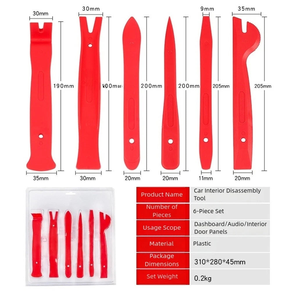 6-Piece Car Audio Interior Door Panel Pry Tool Kit for Dashboard Removal