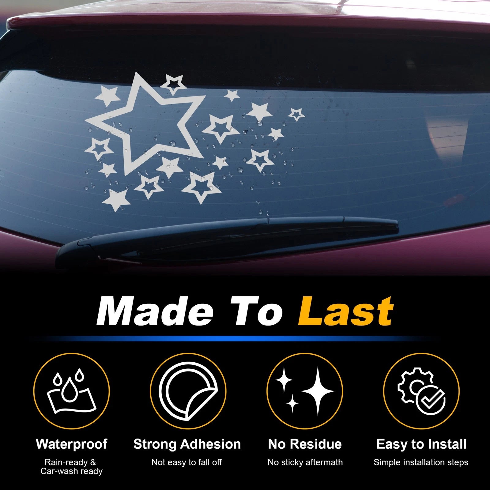 Reflective Bumper Decal for - Silver Tone Stars