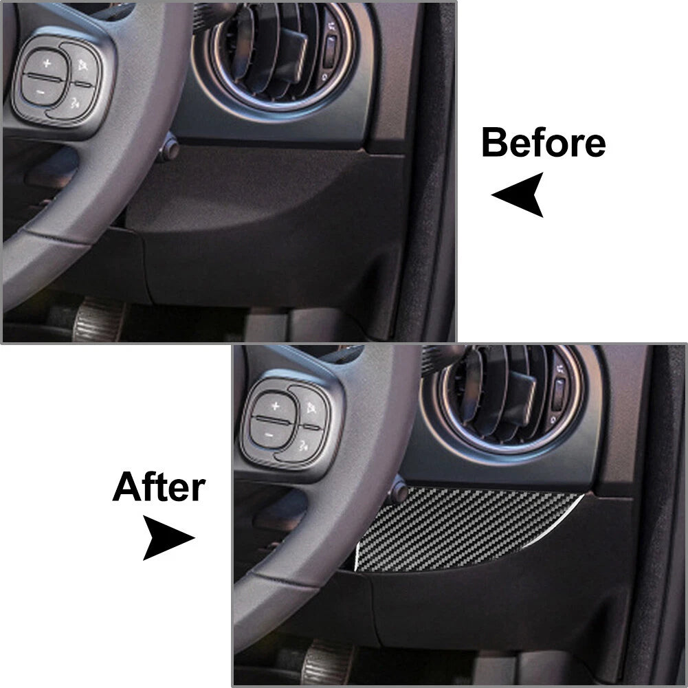 Carbon Fiber Below Driver Side Air Vent Panel Cover Trim for Fiat 500 (2012–2015)