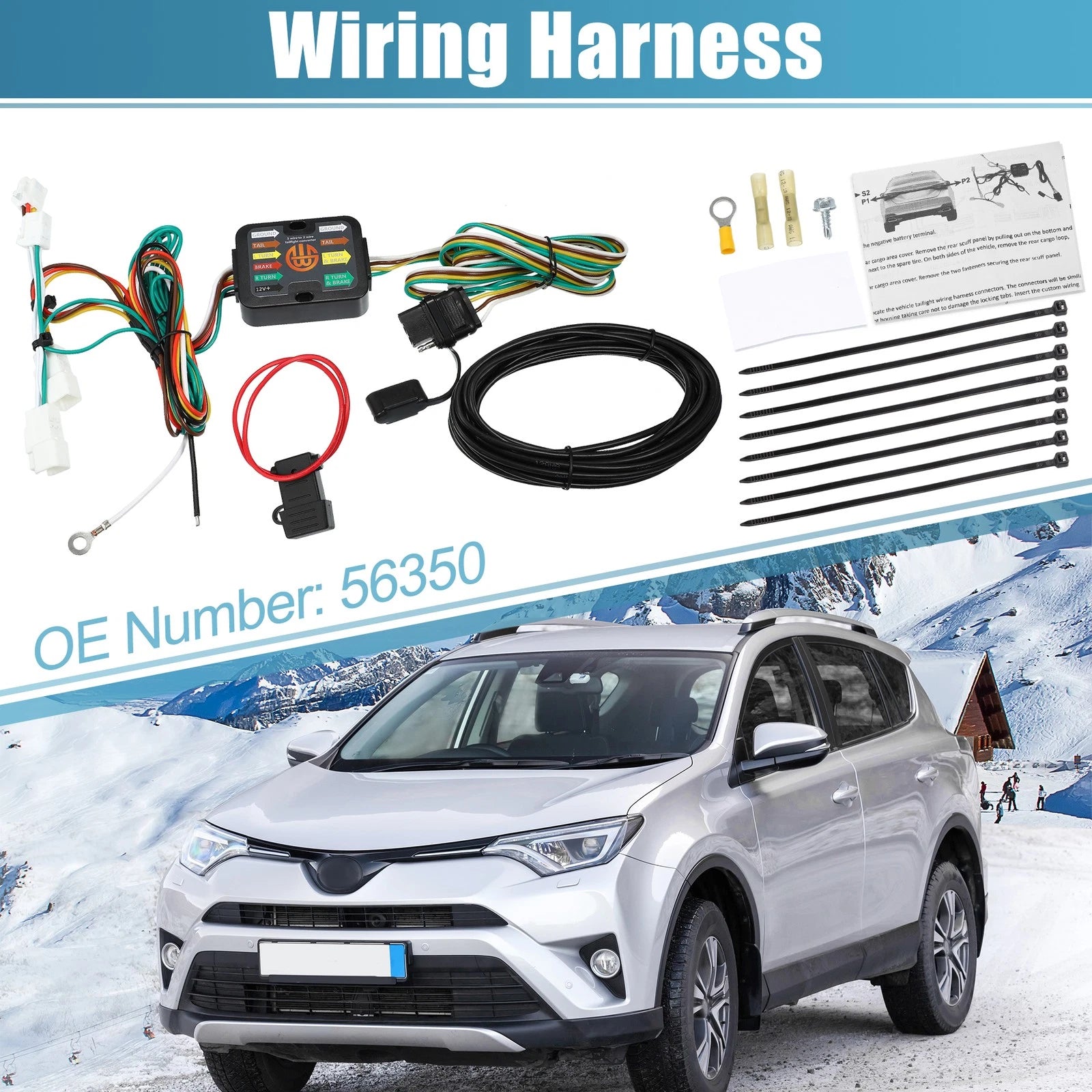 Trailer Wiring Harness 4-Pin Set for Toyota Avalon RAV4 (2013–2018)