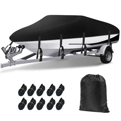 210D Heavy Duty Waterproof Boat Cover for V-Hull 17FT-19FT (102" Beam)