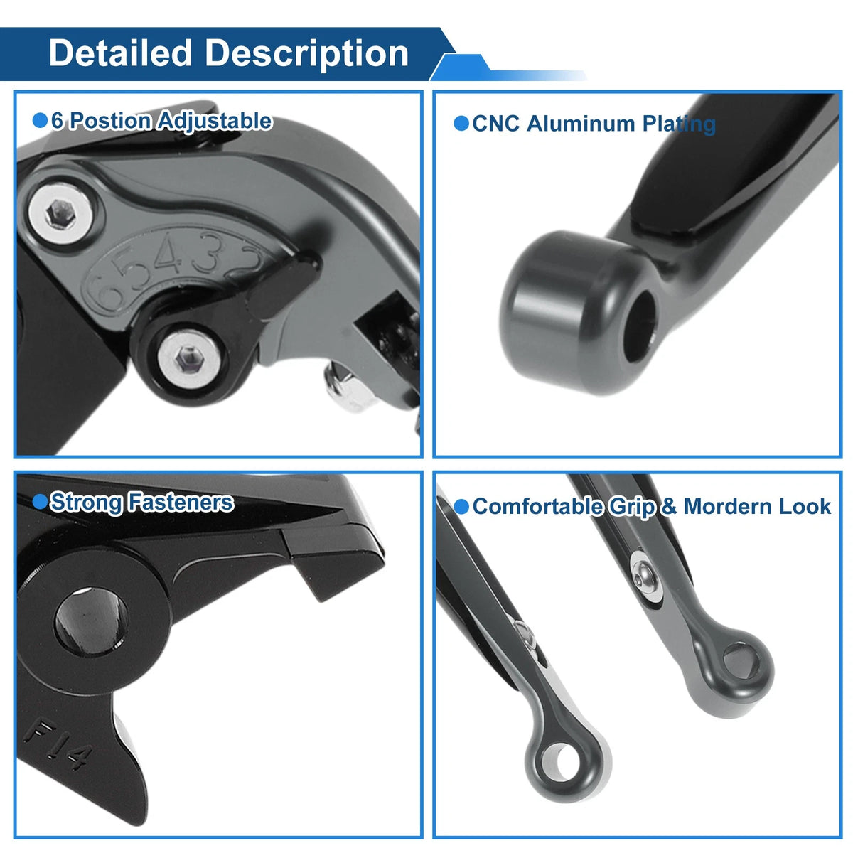 Adjustable Brake Clutch Lever for Kawasaki ER-5 (2004–2005) Titanium Black