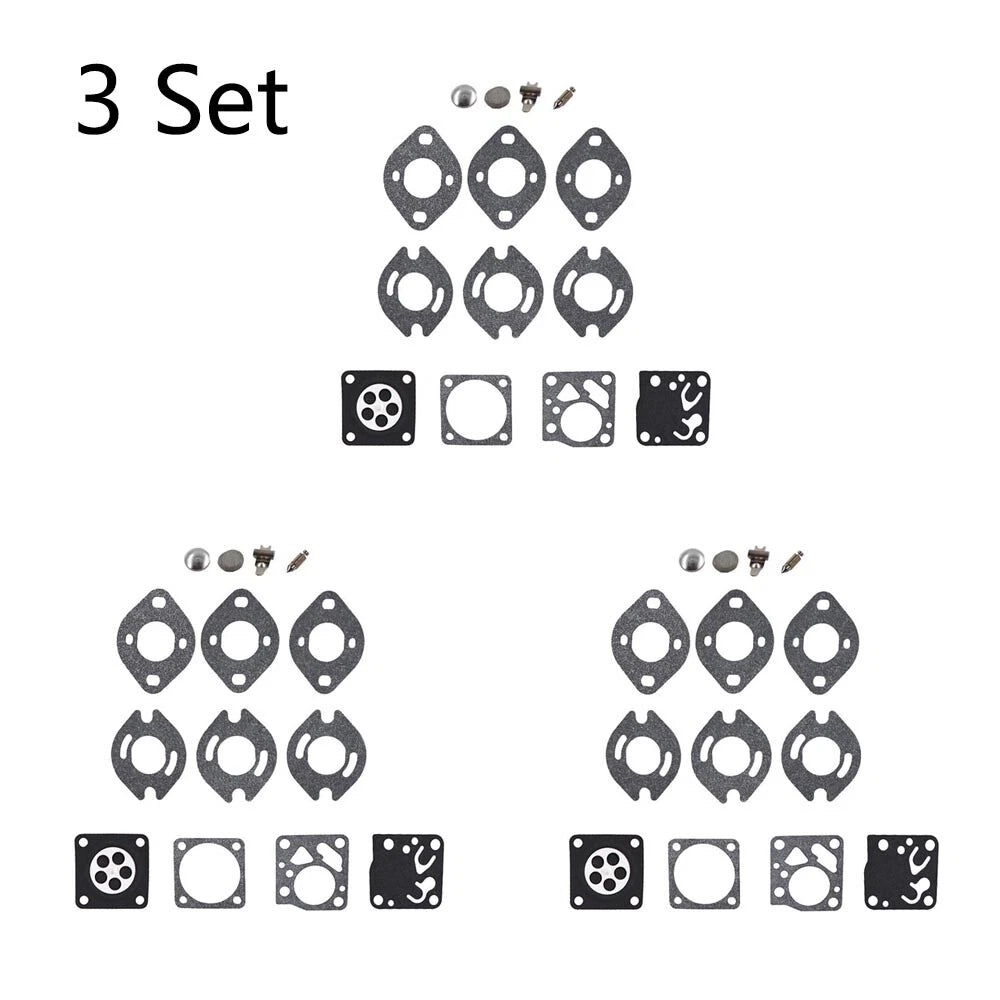 Set of 3 Carburetor Rebuild Kits for Tecumseh TC200 TC300 Tillotson RK21 HU