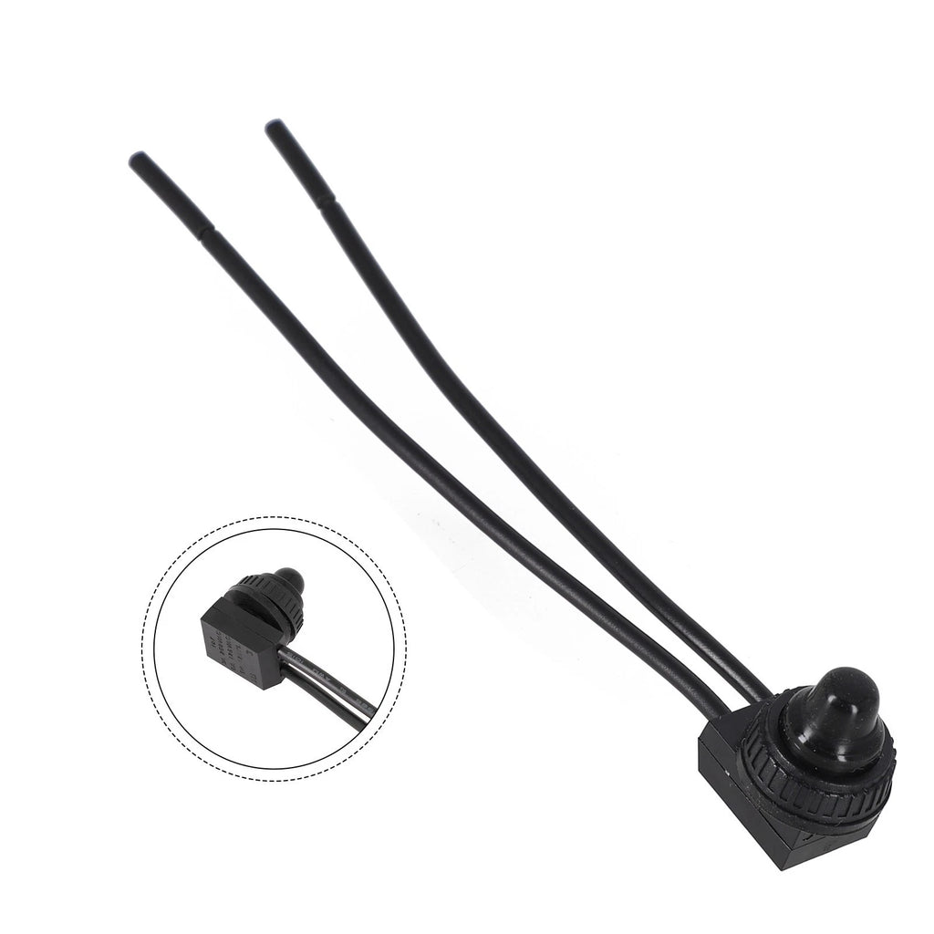12V Latching Push Button Switch for Automotive (Waterproof, Black/Red Leads)