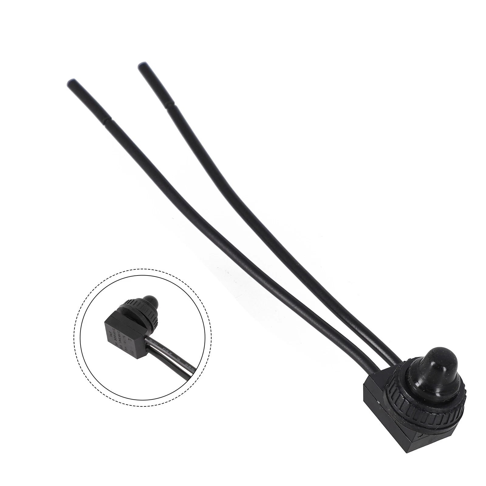 12V Latching Push Button Switch for Automotive (Waterproof, Black/Red Leads)