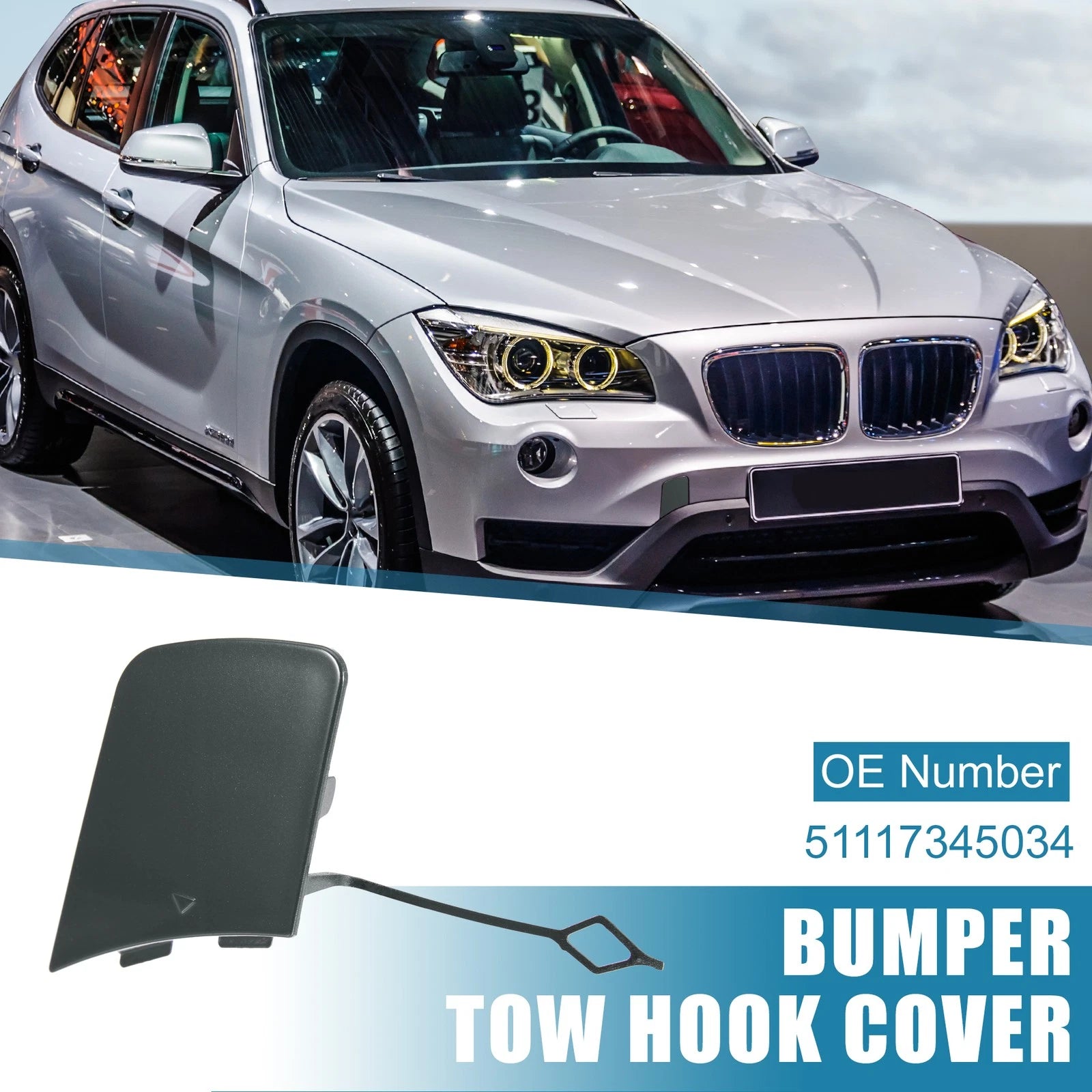 Front Bumper Tow Hook Cover for BMW X1 E84 (2012–2015) Gray