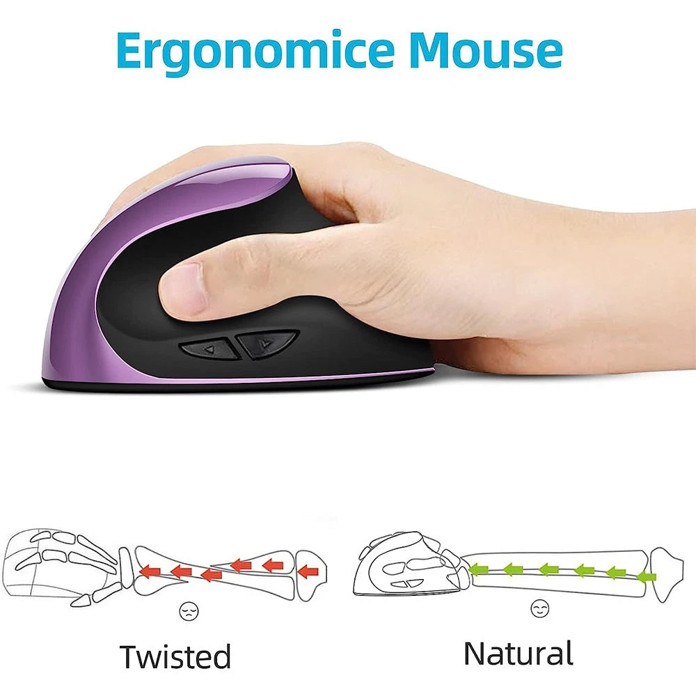 USB-Charging Wireless Ergonomic Mouse w/ 6 Button & 800/1200/1600 DPI Adjustable