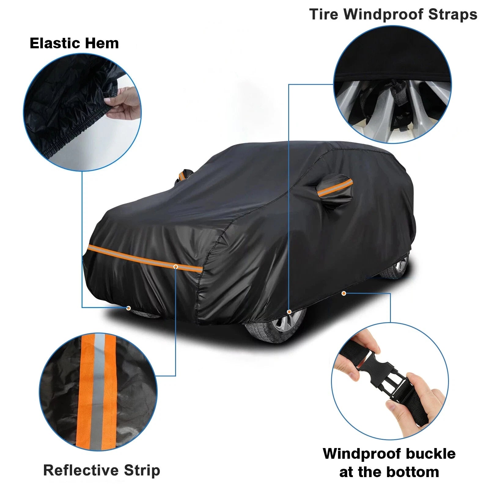 210T Full Car Cover for Nissan Rogue X-Trail Murano (191x73x67in)