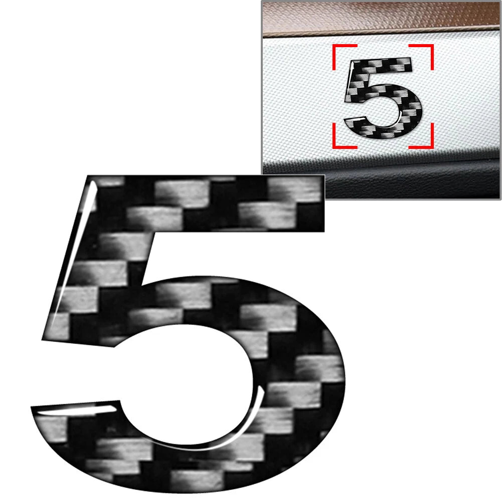 5 Carbon Black Window Door Wall Car Badge Emblem Decals for