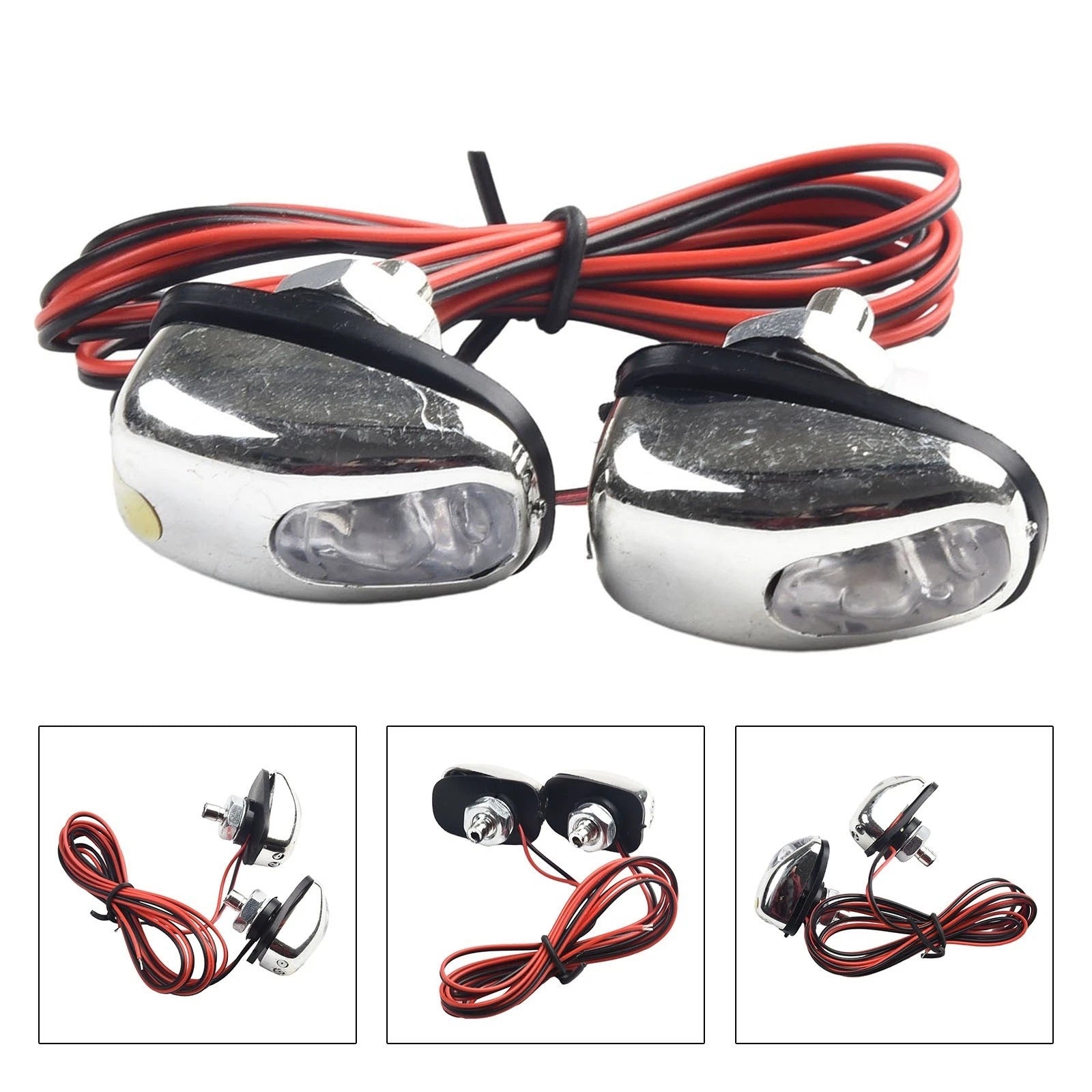 2X Universal LED Blue Light Windshield Wiper Water Jet Spray Nozzle