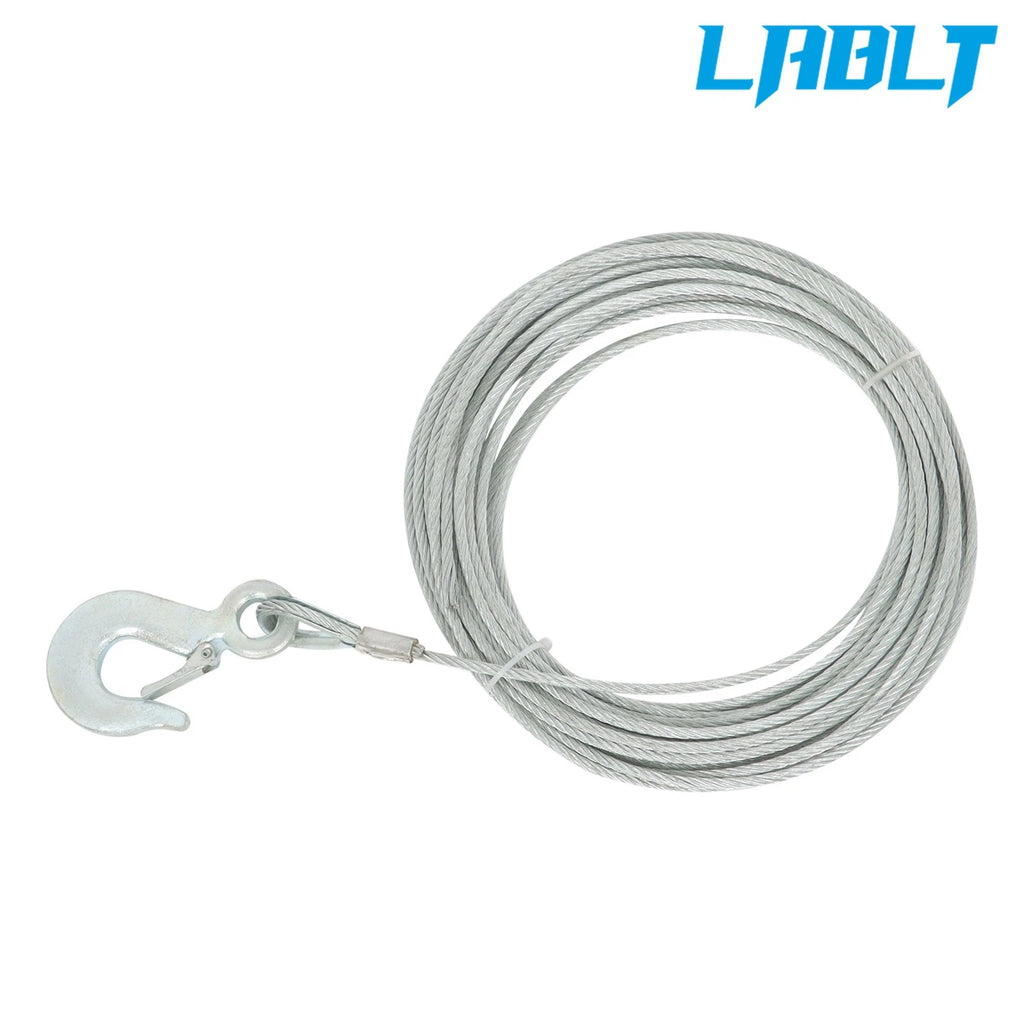 Winch Cable 3/16" × 50Ft Galvanized Steel 7 × 19 Strands + 1/4" Slip Hook