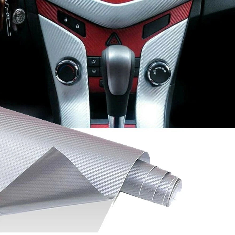 Silver Carbon Fiber Sticker for Car Interior