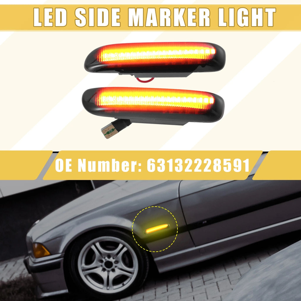 Front LED Side Marker Light Black Amber Lens Pair for BMW 1 Series (2011–2019)
