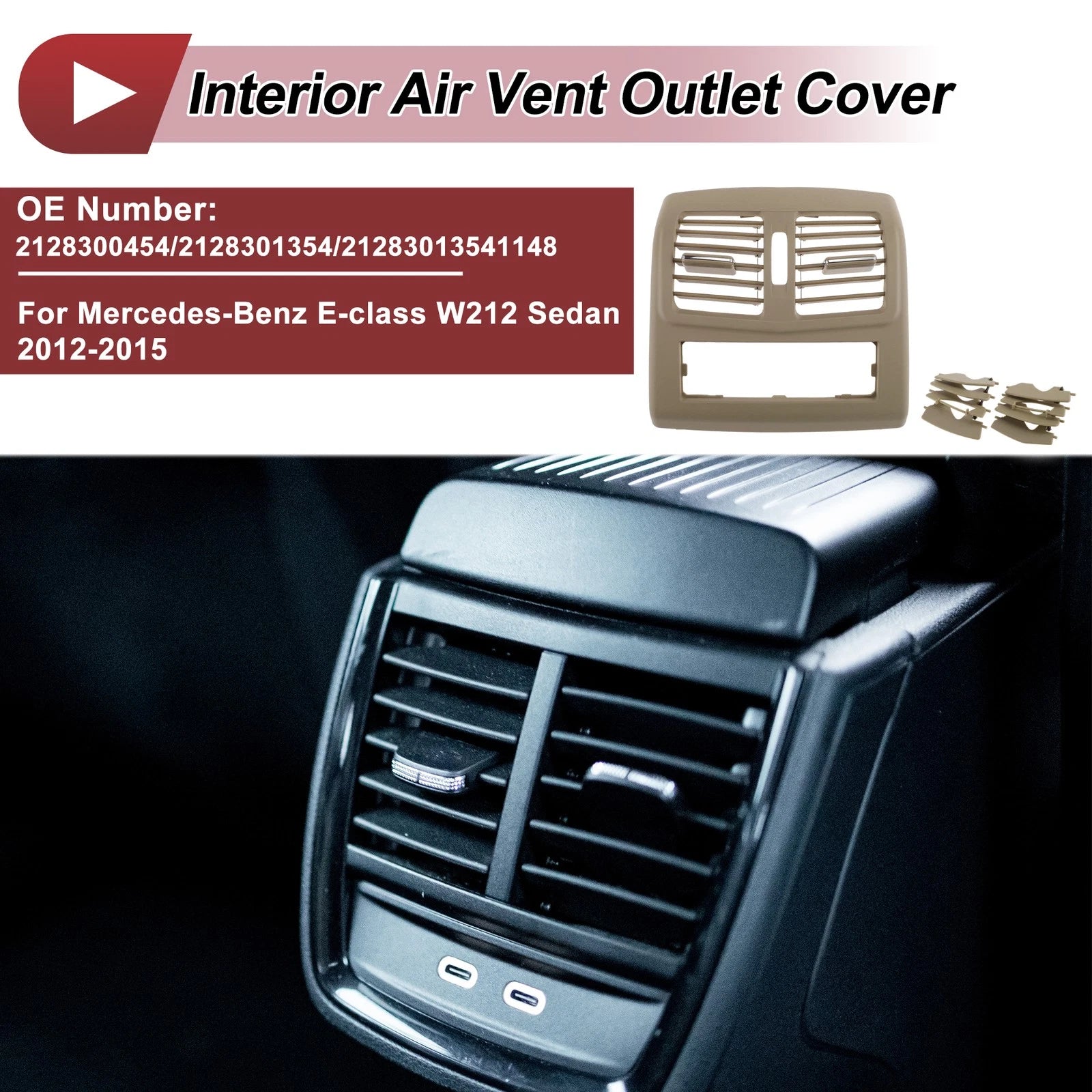 Rear Air Vent Outlet Cover Replacement for Mercedes-Benz E-Class Beige (2017–2023)