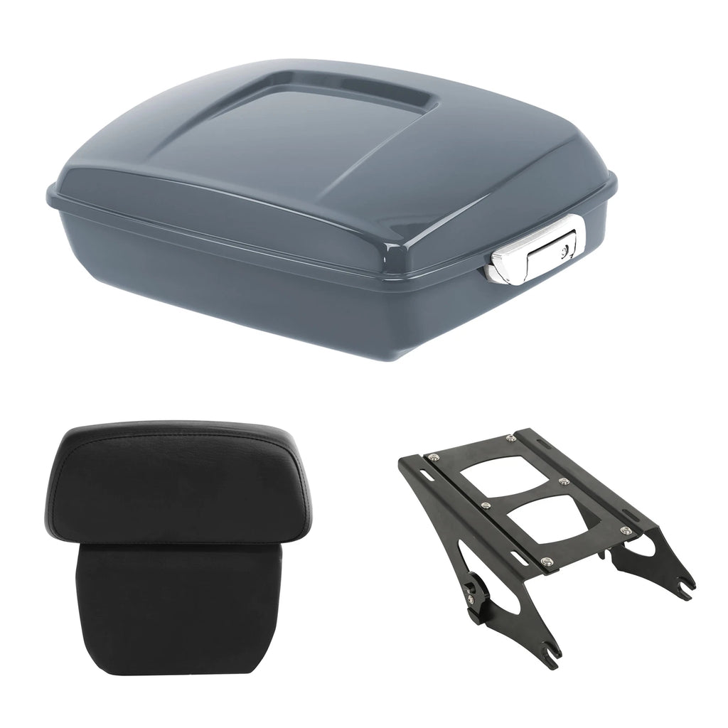 Chopped Trunk Backrest Mount Rack for Harley Road Glide (2014–2026) Gunship Gray