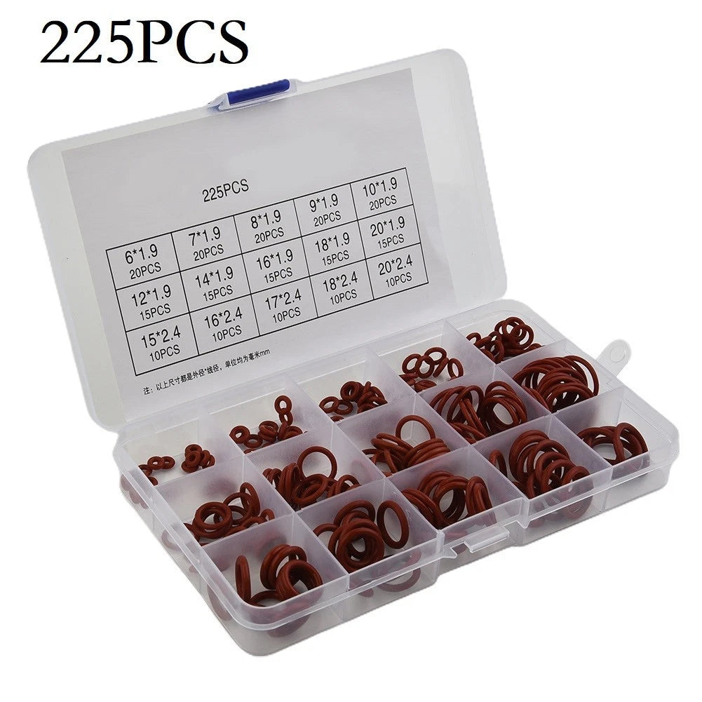 225pcs Gas Compressor O Silicone Rubber Sealing Gasket for