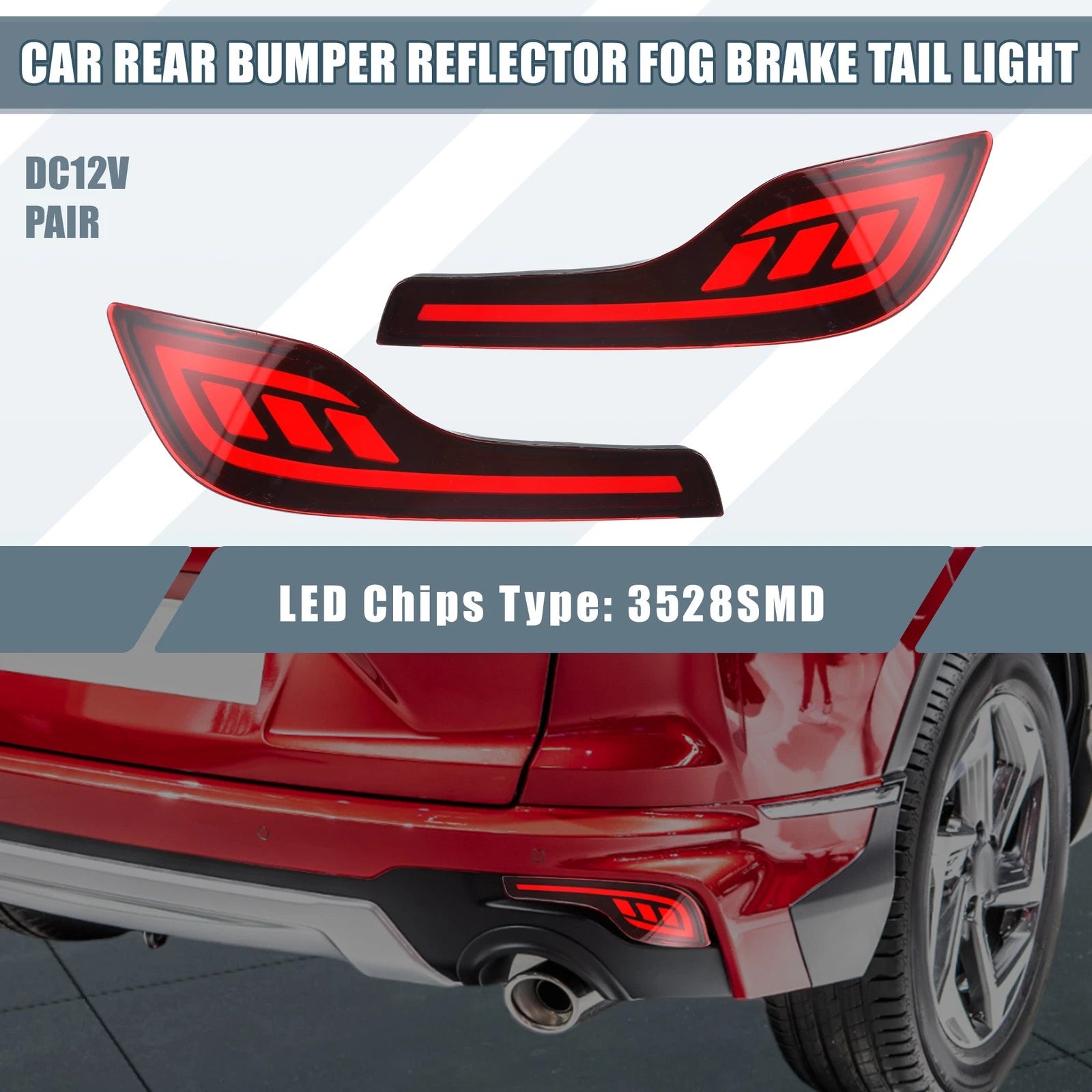 2PCS Rear Bumper Reflector LED Brake Light for Honda CRV (2017–2017)