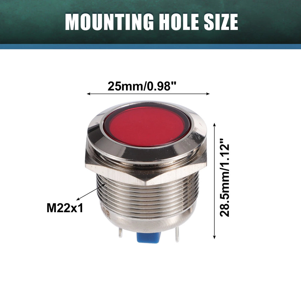 5 Pcs 22mm LED Waterproof Pilot Indicator Signal Light for